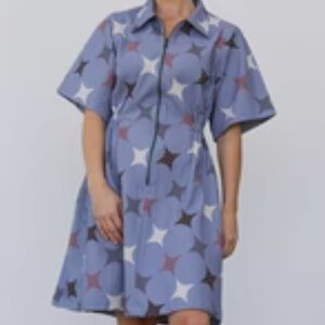 Noble - Blue Star-Print Collared Mini Dress